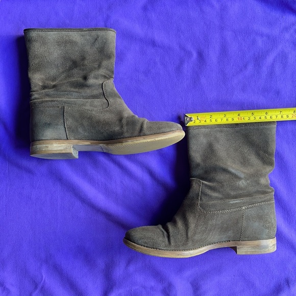 JCrew Langston Interior Wedge Ankle Boots Suede Green Slouch Shaft Boots Size 9 - Picture 14 of 16